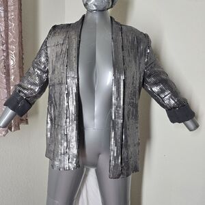 Silver Sequin Blazer Size Medium